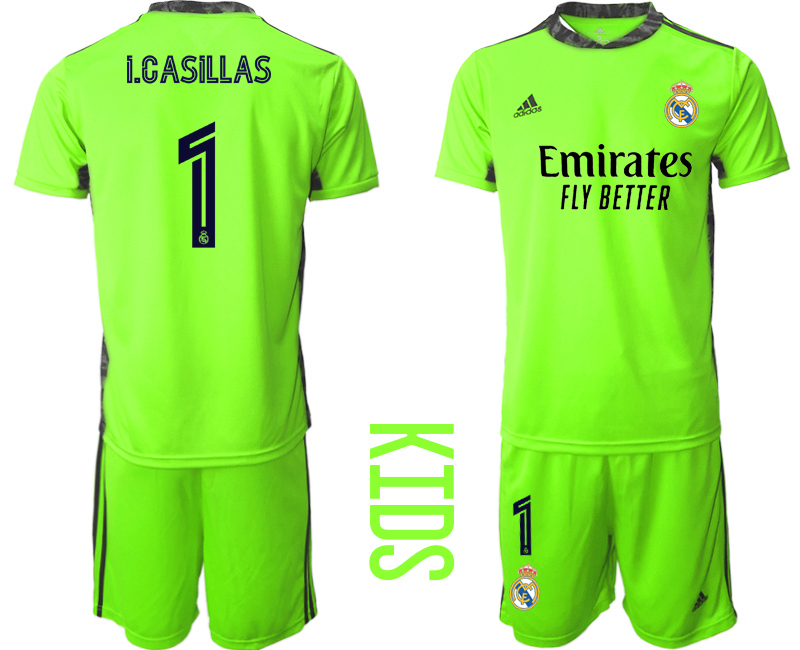 Youth 2020-2021 club Real Madrid fluorescent green goalkeeper #1 Soccer Jerseys2->real madrid jersey->Soccer Club Jersey